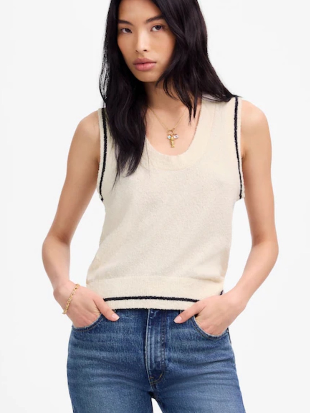 ·Madewell· Ivory Boucle Knit Sweater Tank Top Size XS